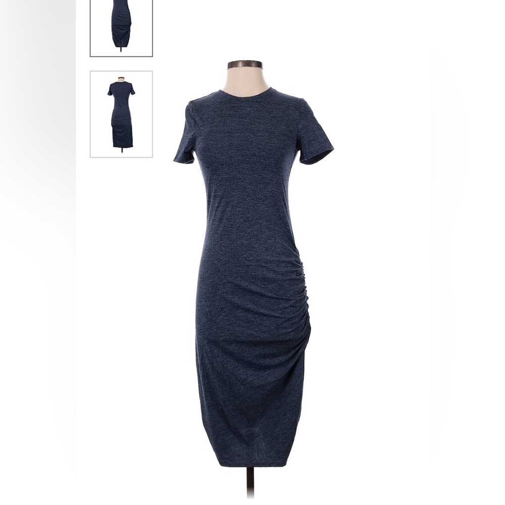 Short Sleeve Body Con Cinched Side Navy Dress Size S